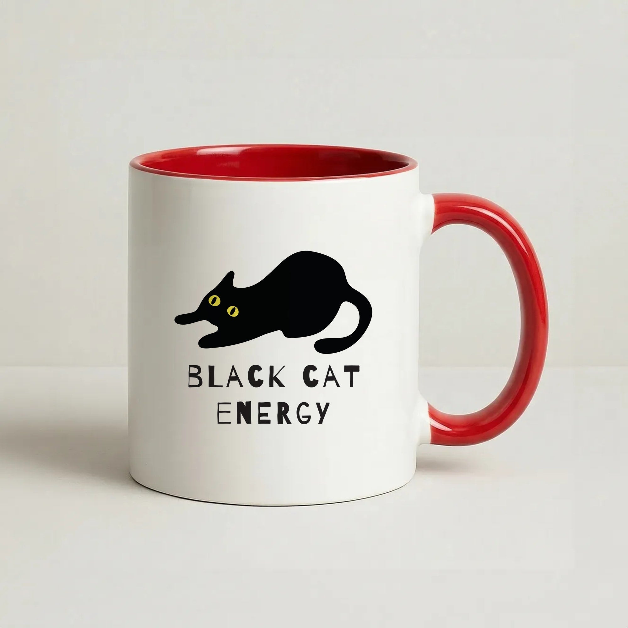 Black Cat Energy Coffee Red Mug