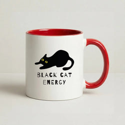 Black Cat Energy Coffee Red Mug