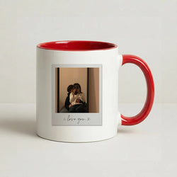 I Love You Polaroid - Personalised Couples Coffee Red Mug
