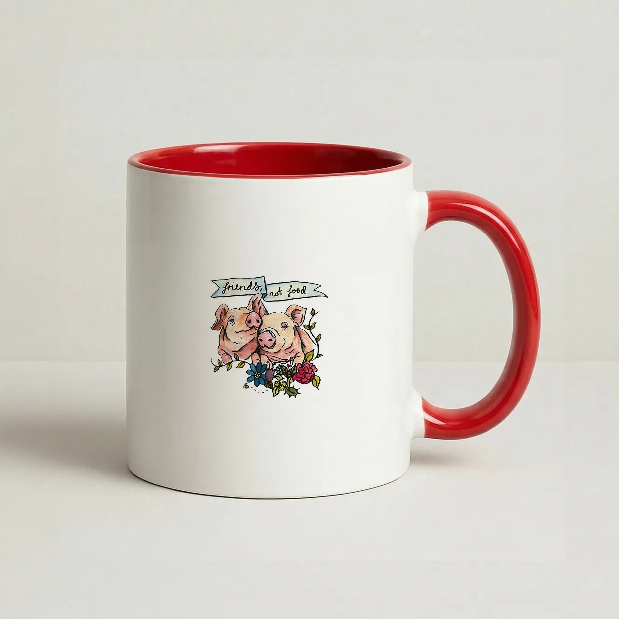 Friends Not Food - Vegan Coffee Red Mug