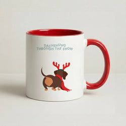 Dachshund Through The Snow - Christmas Coffee Red Mug