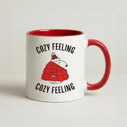 Cozy Feeling Cartoon Beagle Puffer Jacket Coffee Red Mug