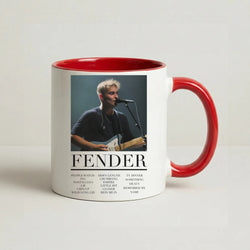 Fender Orange Song List Coffee Red Mug