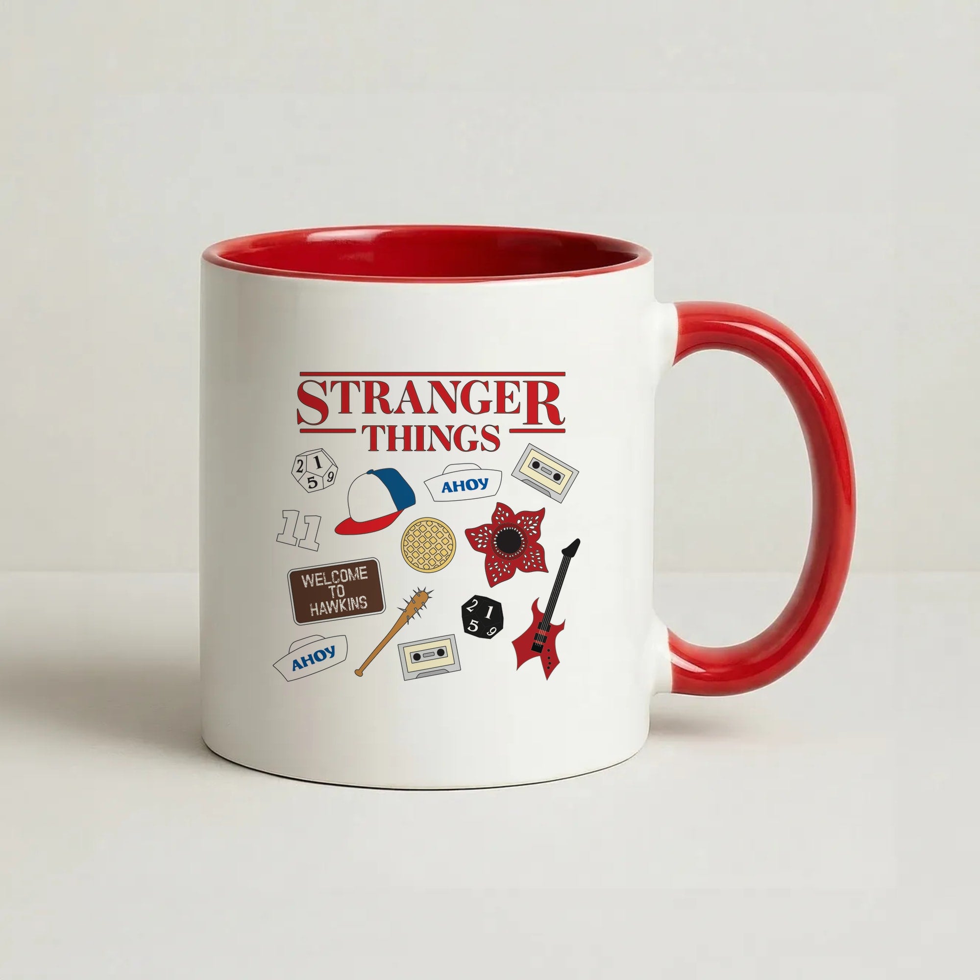 Stranger Things Cartoon Icons Coffee Red Mug