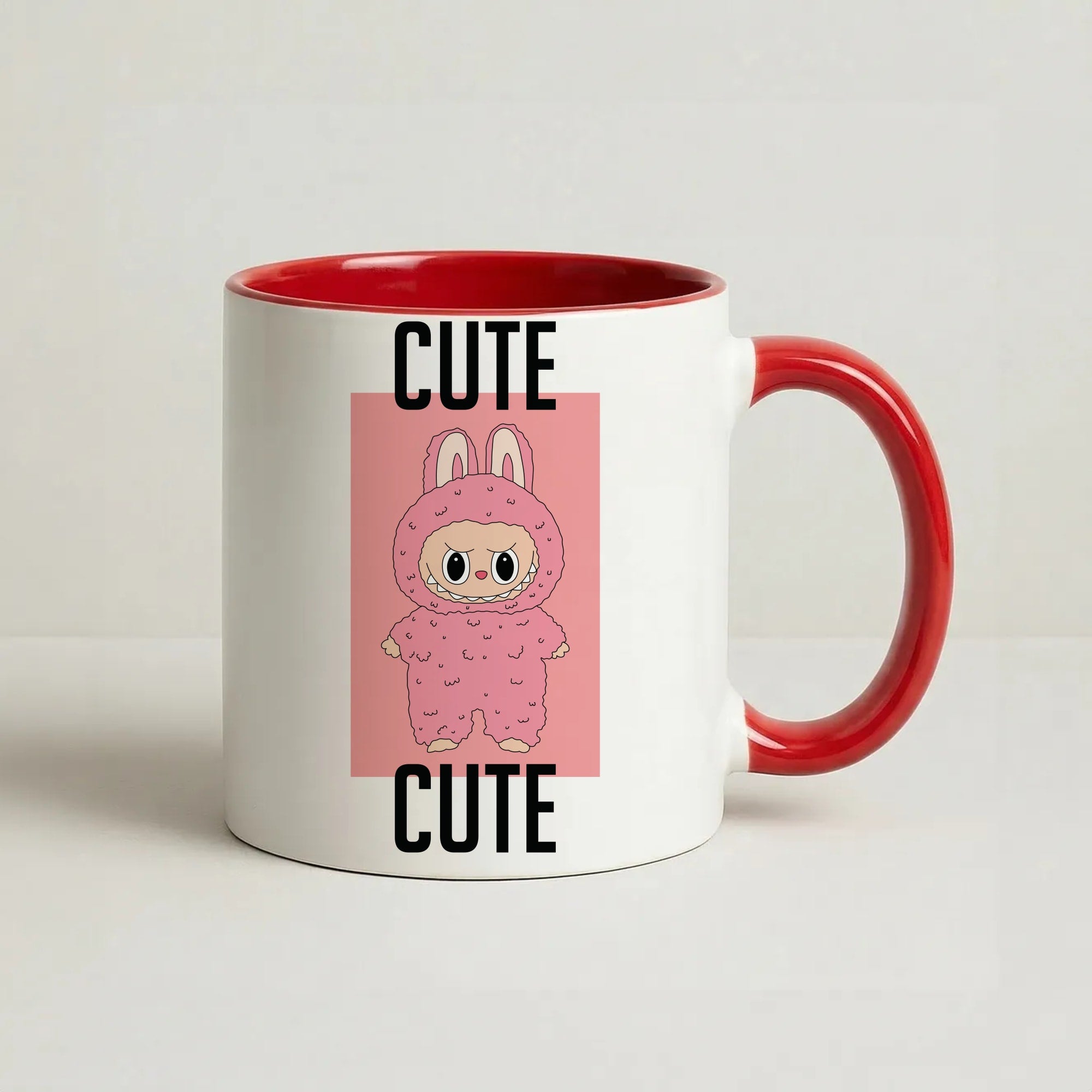 Cute Black Monster Coffee Red Mug