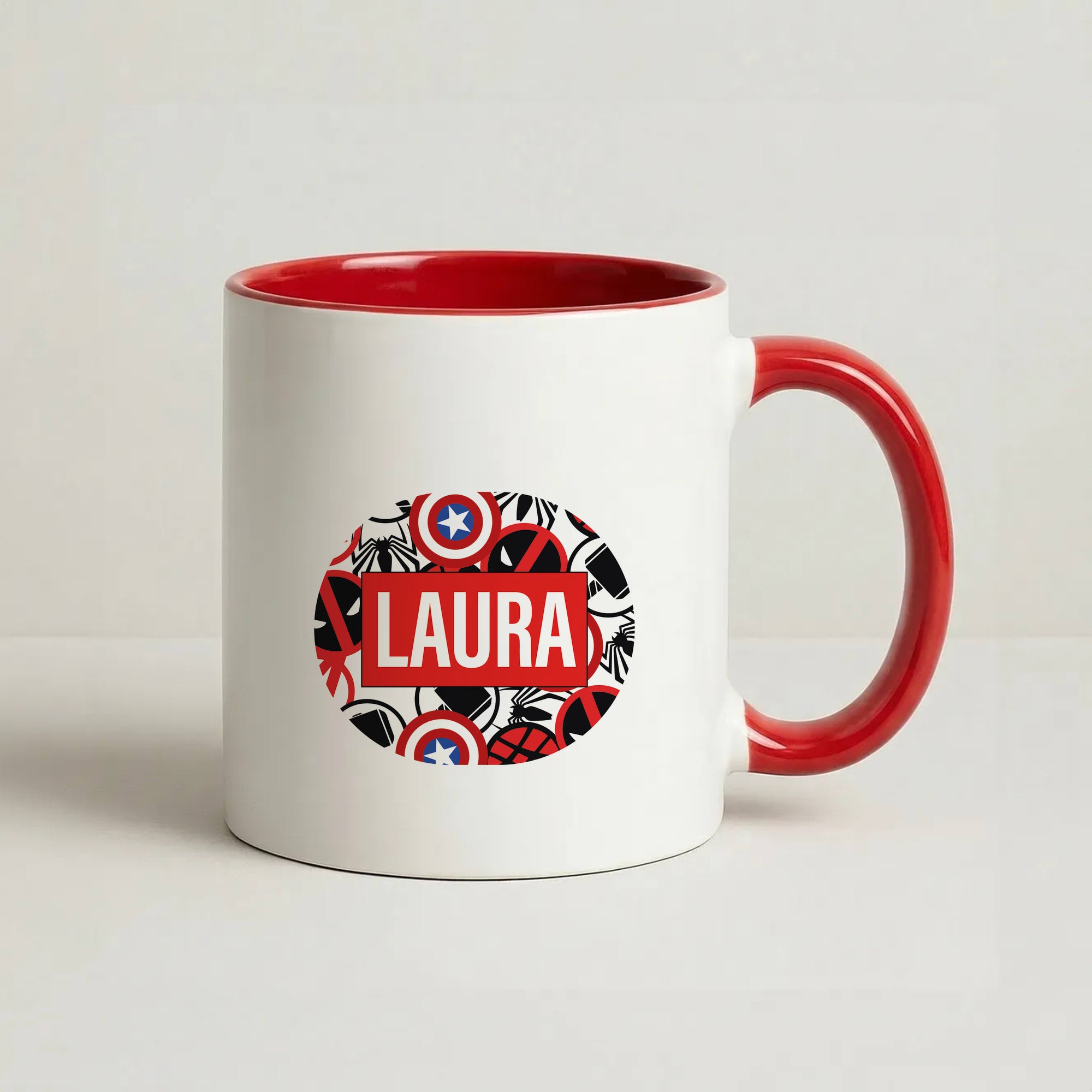 Collage - Personalised Superhero Comic Coffee Red Mug