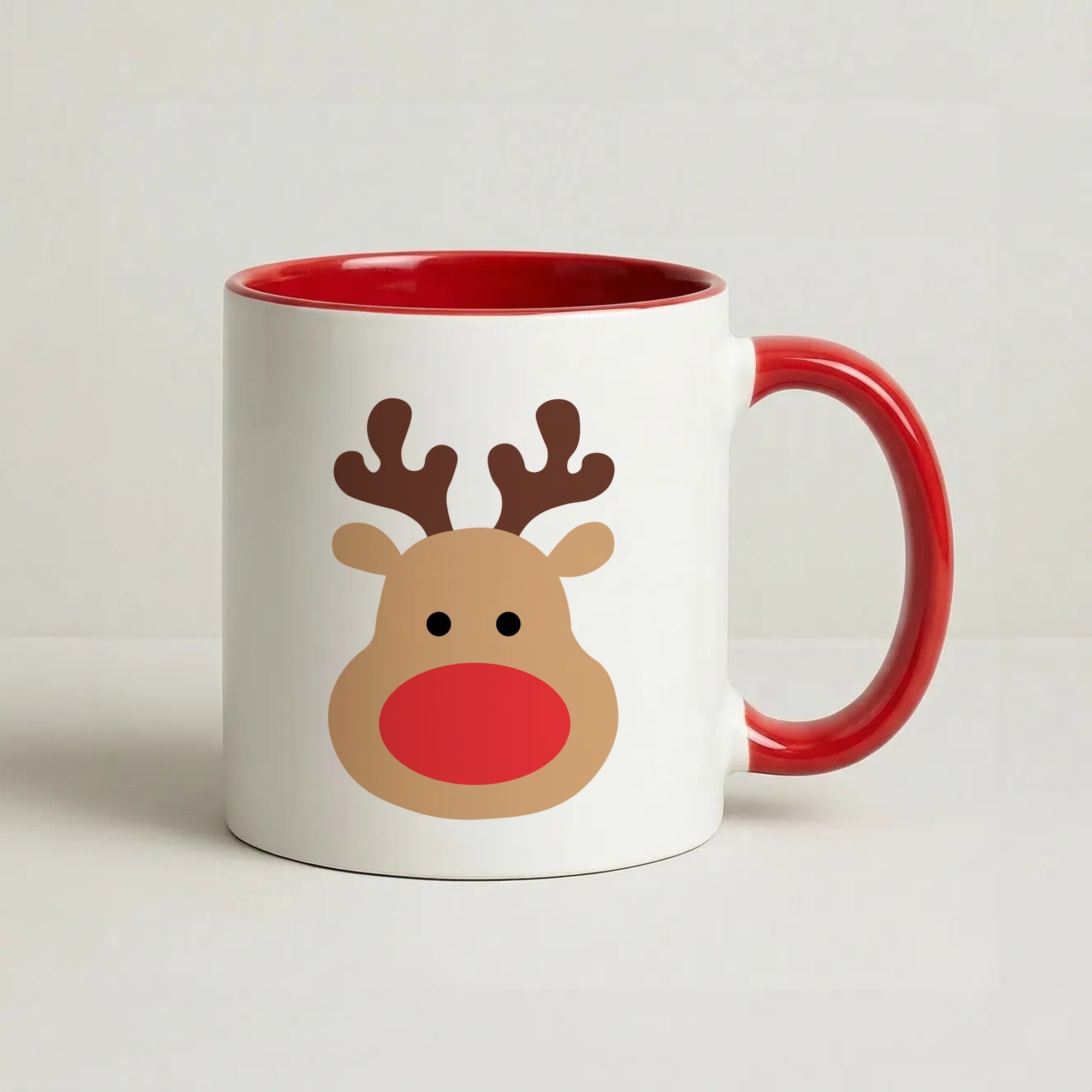 Rudolph Face - Christmas Coffee Red Mug