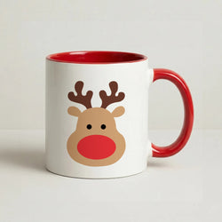Rudolph Face - Christmas Coffee Red Mug