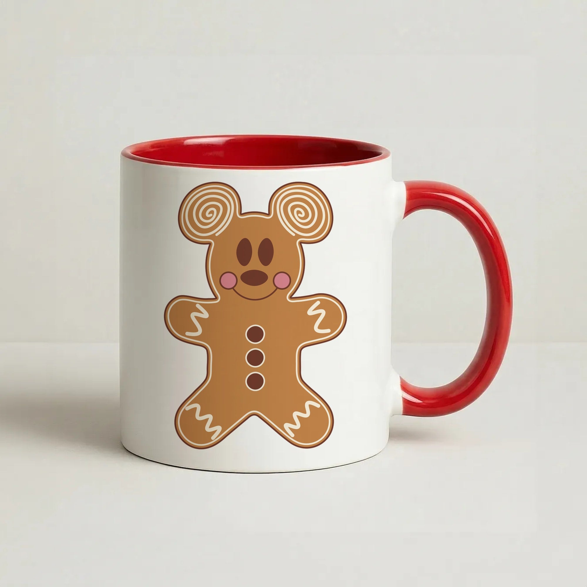 Cartoon Mouse Gingerbread Coffee Red Mug