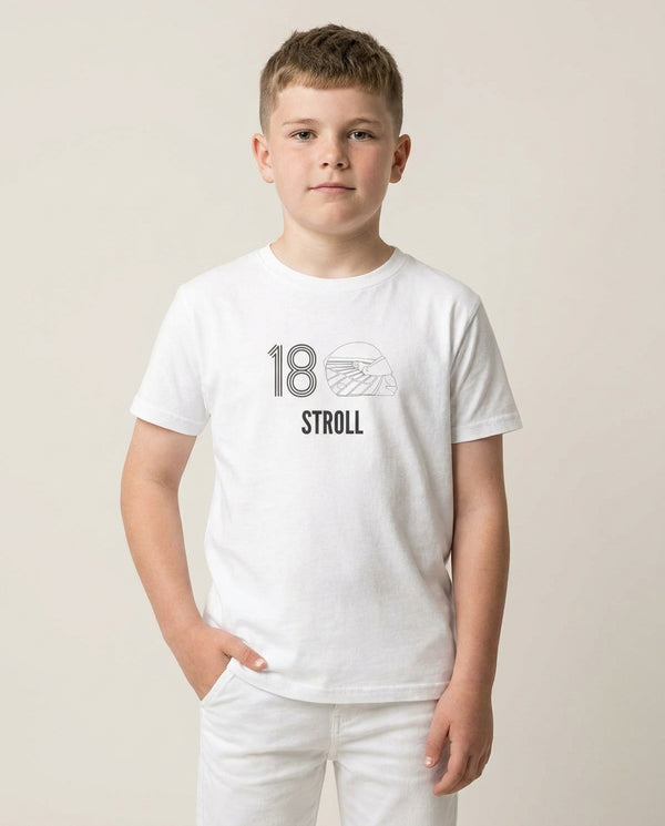 Stroll Helmet 2026 Kids T-Shirt — White Front, worn