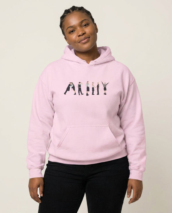 K-Pop Band Army Members Hoodie — Pink Front, worn