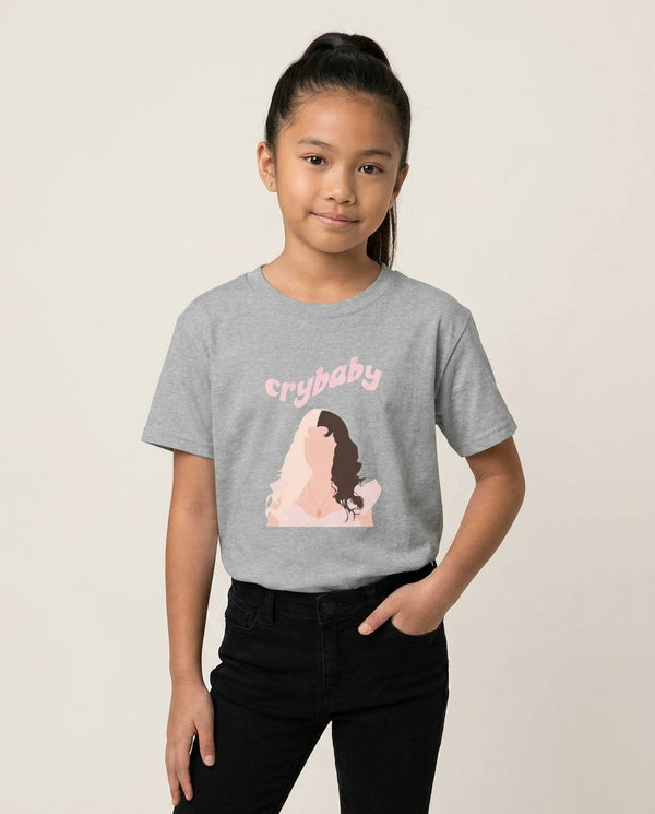 Crybaby - Melanie Martinez Kids T-Shirt — Grey Front, worn