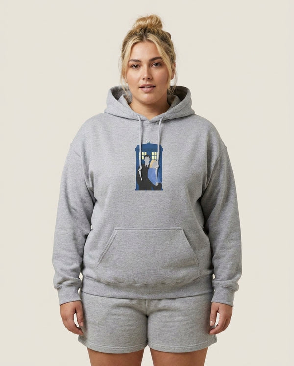 Rose And The Doc Hoodie — Grey Front, worn