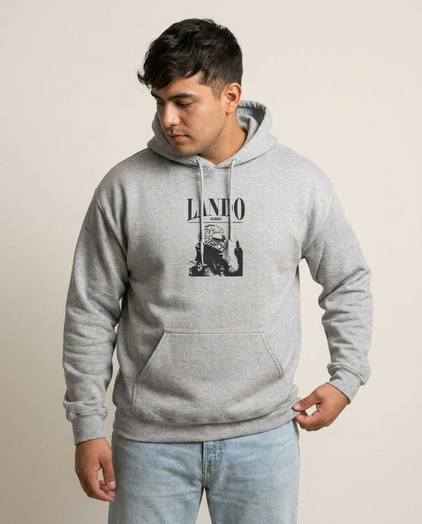 Lando Black And Green  Hoodie — Grey Front, worn