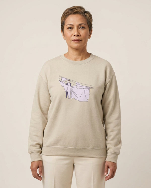 Washing - Myers Sweatshirt — Sand Front, worn