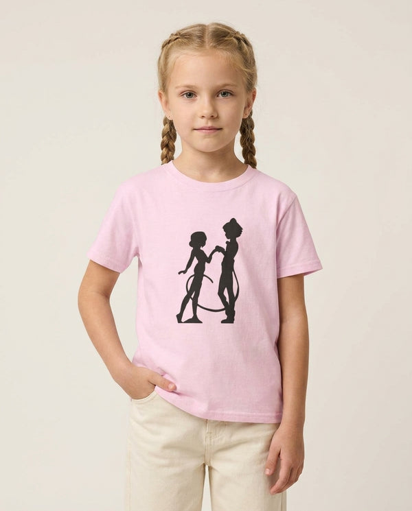 Ladybug And Cat Noir Kids T-Shirt — Pink Front, worn