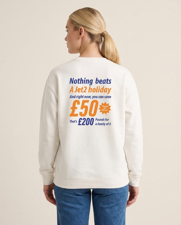 Nothing Beats A Jet Holiday Sweatshirt — White Back, worn