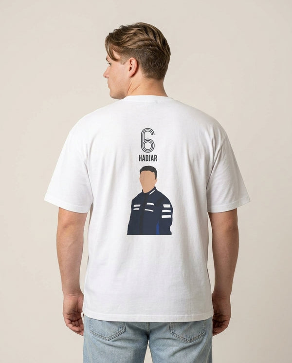 Hadjar 2026 T-Shirt — White Back, worn