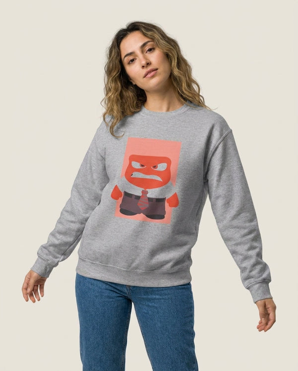 Anger - Inside Out Sweatshirt — Grey Front, worn