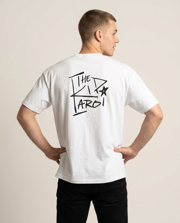 The Kid T-Shirt — White Back, worn