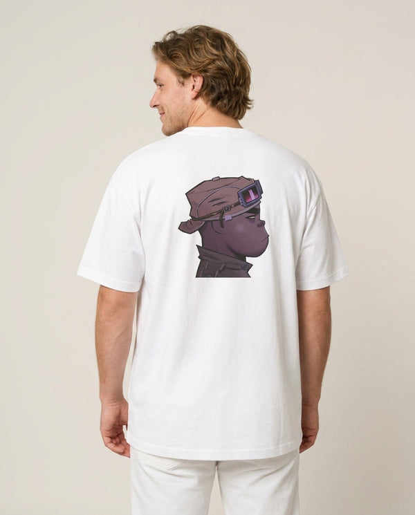 Purple 2d T-Shirt — White Back, worn