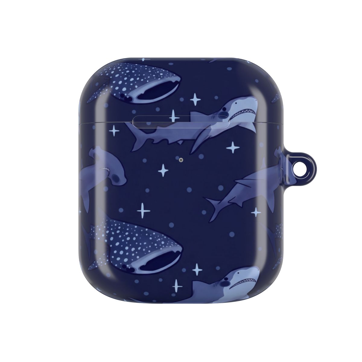 Navy Shark Pattern AirPods Case