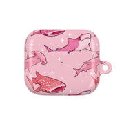 Pink Shark Pattern AirPods Case 3