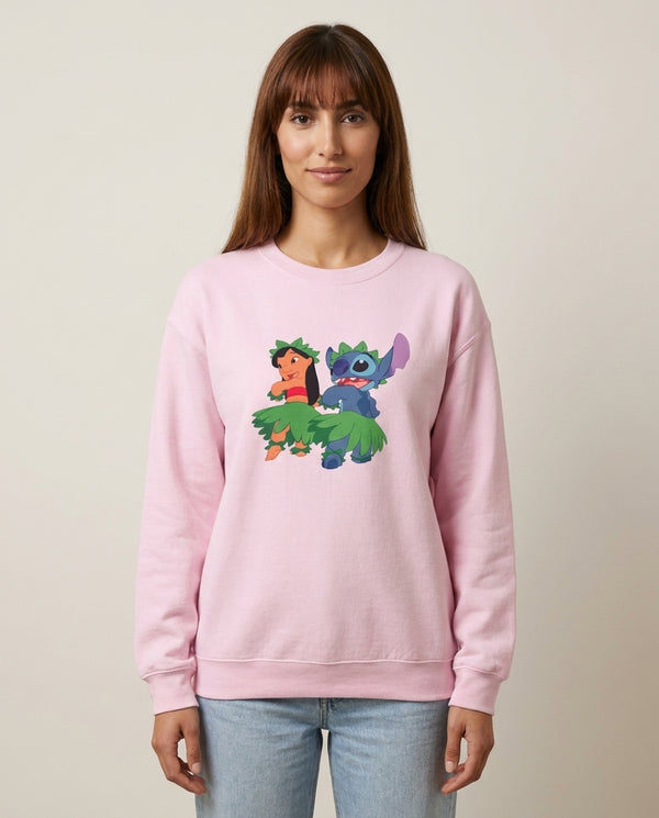 Lilo And Alien Blue Hoola Sweatshirt — Pink Front, worn