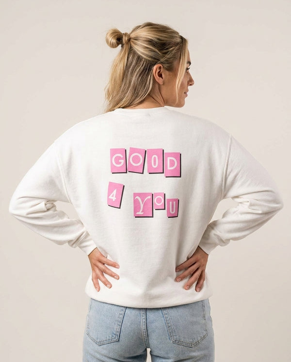 Well Good For You - Olivia Rodrigo Sweatshirt — White Back, worn