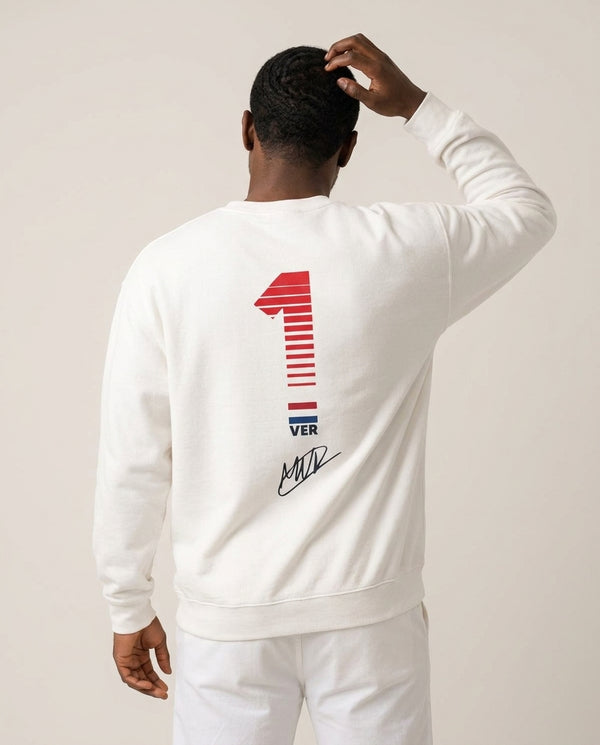 Verstappen - F1 Sweatshirt — White Back, worn