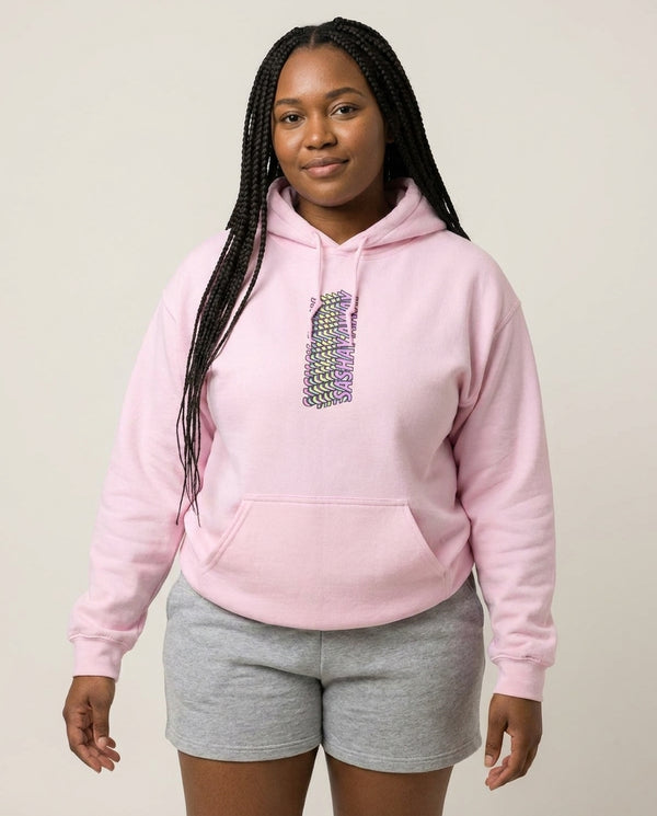 Sashay Away Retro - Drag Queen's Drag Race Hoodie — Pink Front, worn