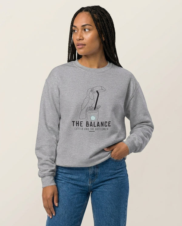The Balance Sweatshirt — Grey Front, worn