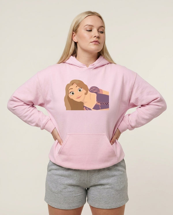 Rapunzel Hoodie — Pink Front, worn