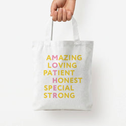 Mother Anagram Tote Bag — White / Small