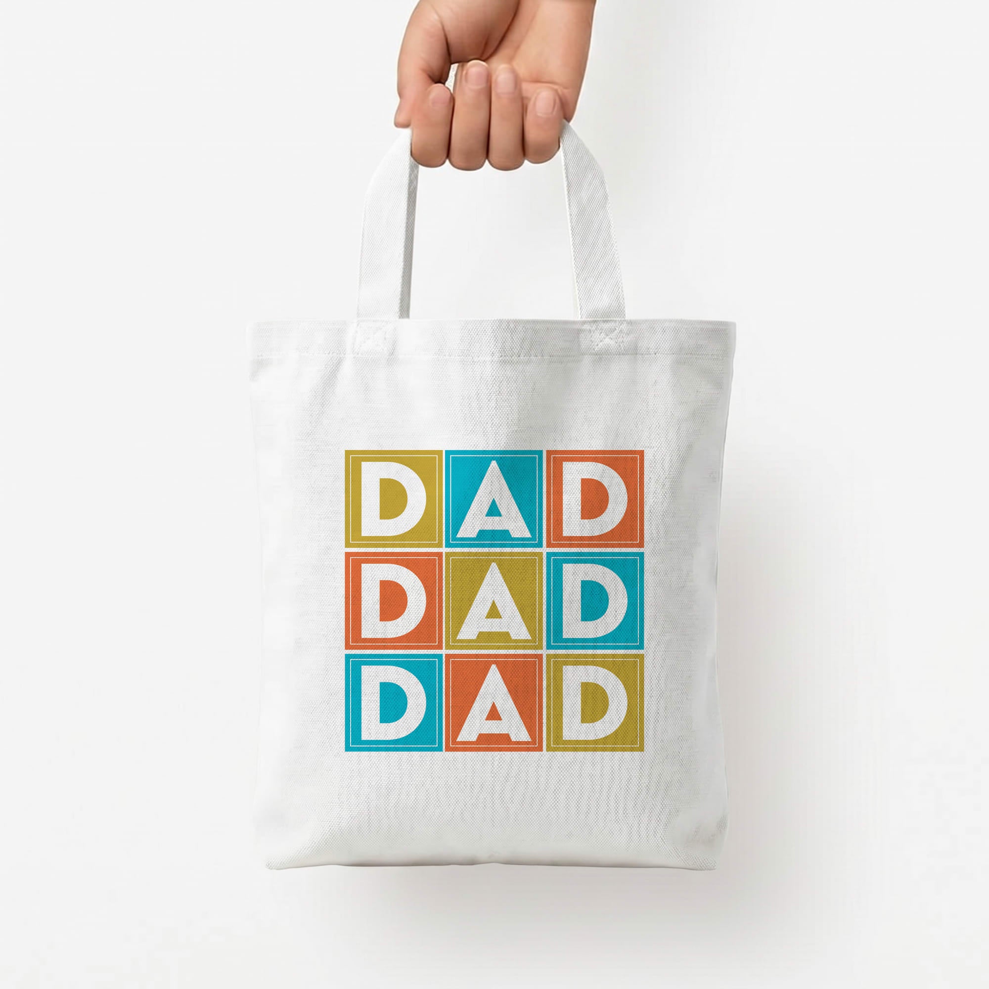 Dad Cubes Tote Bag — White / Small