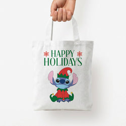 Cute Blue Alien Elf Tote Bag — White / Small
