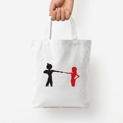 Red And Black Tote Bag — White / Small