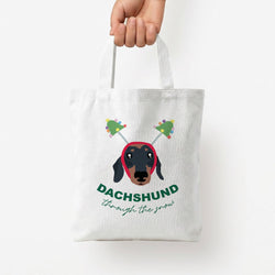 Dachshund Through The Snow Tote Bag — White / Small