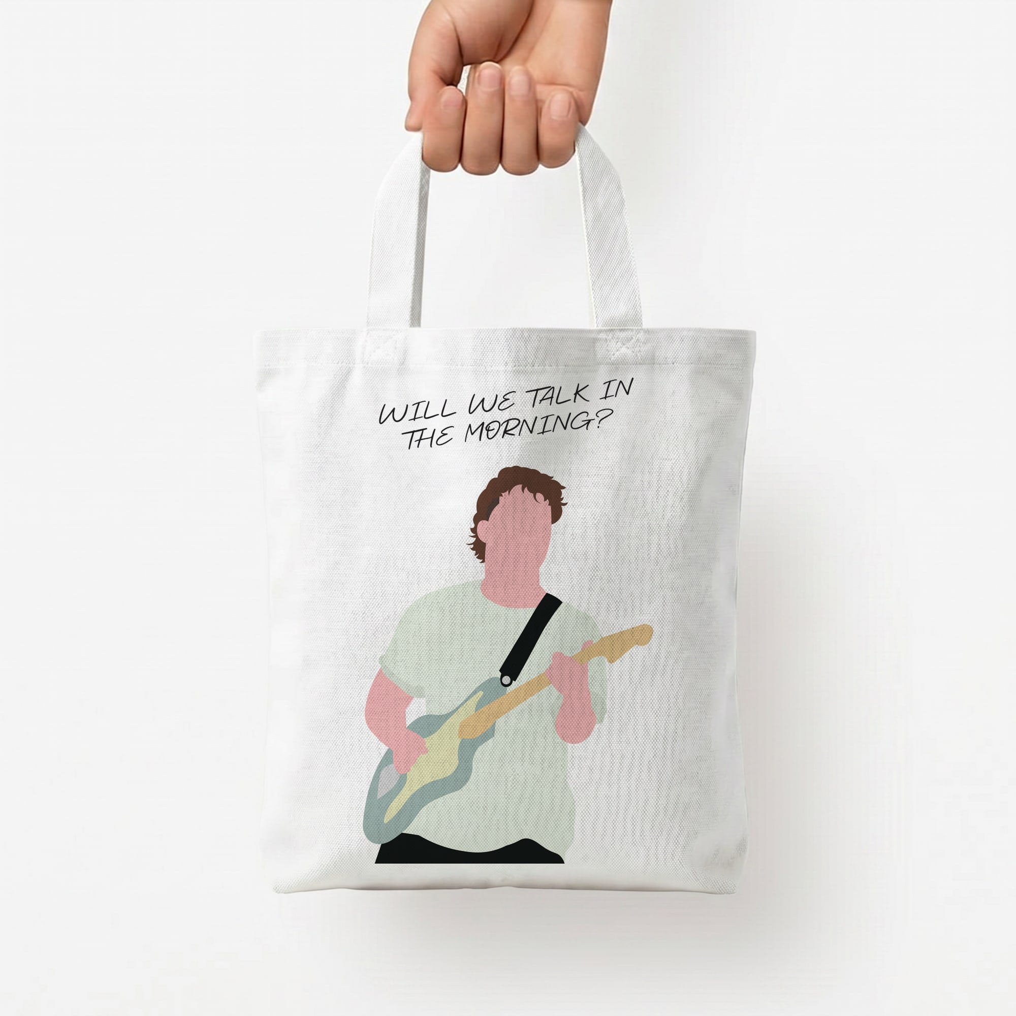 Will We Talk In The Morning Yellow Tote Bag — White / Small
