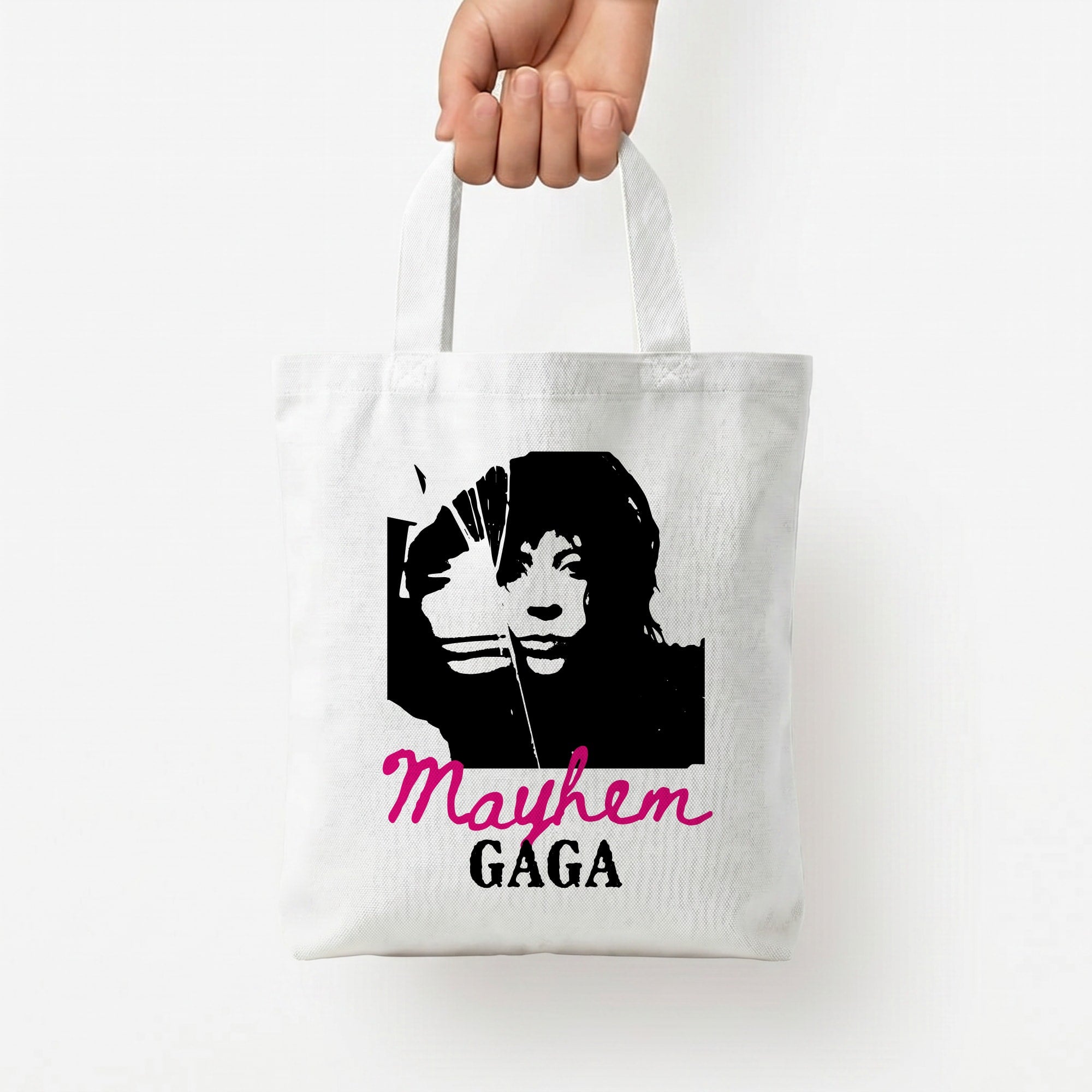 Pink Mayhem Gaga Tote Bag — White / Small