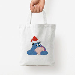 Donkey Pattern Christmas Tote Bag — White / Small