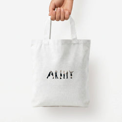 K-Pop Band Army Members Tote Bag — White / Small
