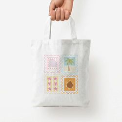 Tropical Stamps Tote Bag — White / Small
