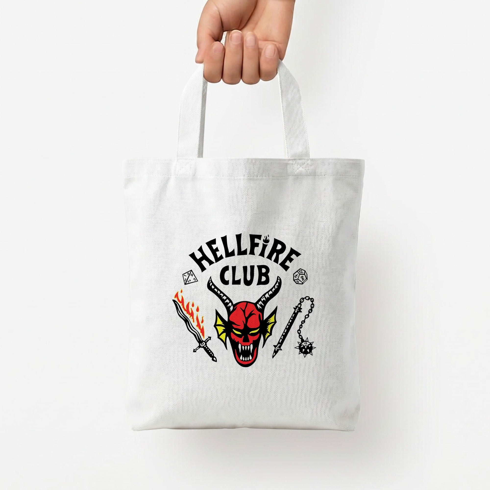 Hellfire Club Logo Tote Bag — White / Small