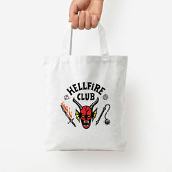 Hellfire Club Logo Tote Bag — White / Small