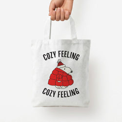 Cozy Feeling Cartoon Beagle Puffer Jacket Tote Bag — White / Small