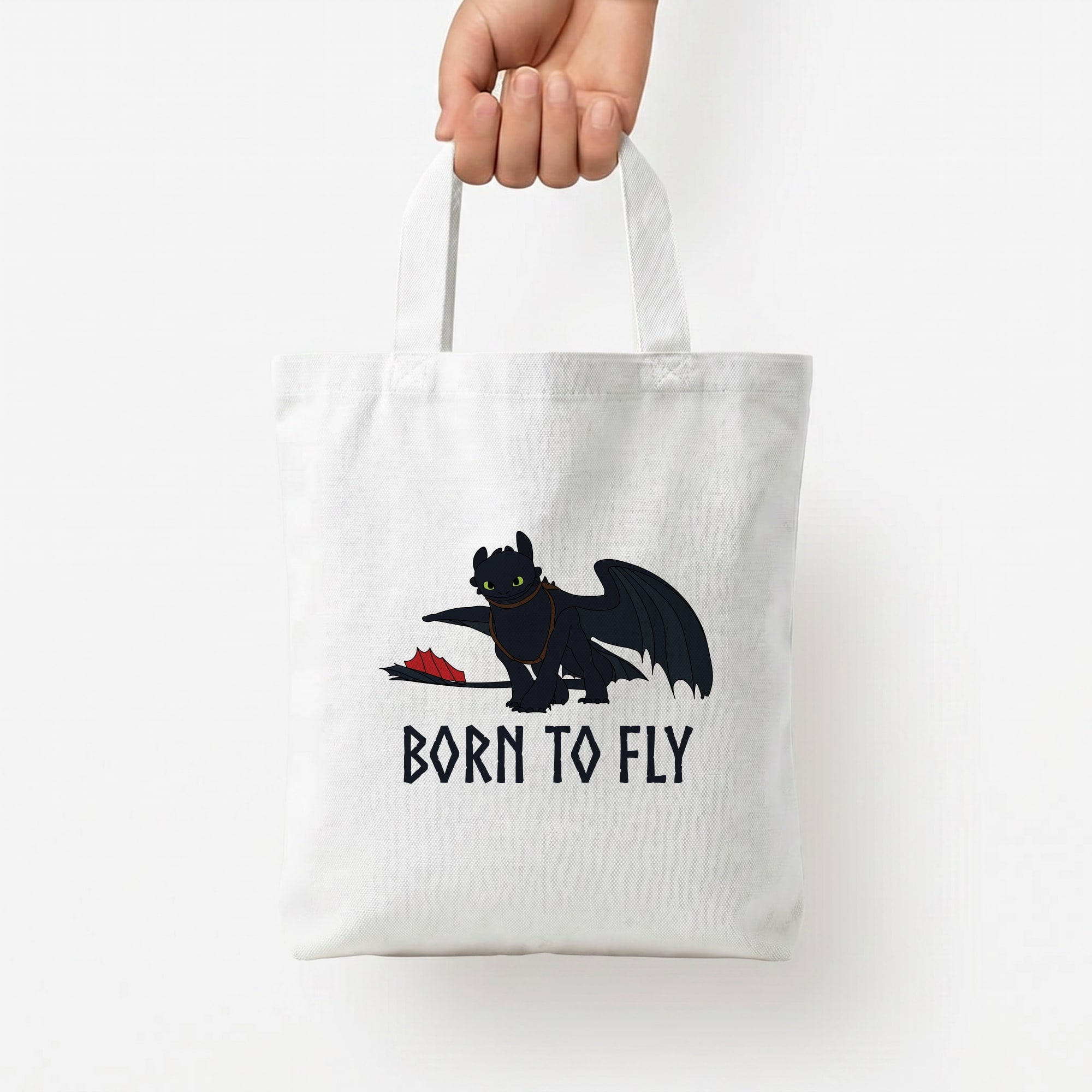 Dragon Born To Fly Tote Bag — White / Small