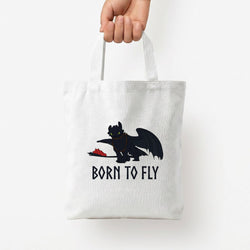 Dragon Born To Fly Tote Bag — White / Small