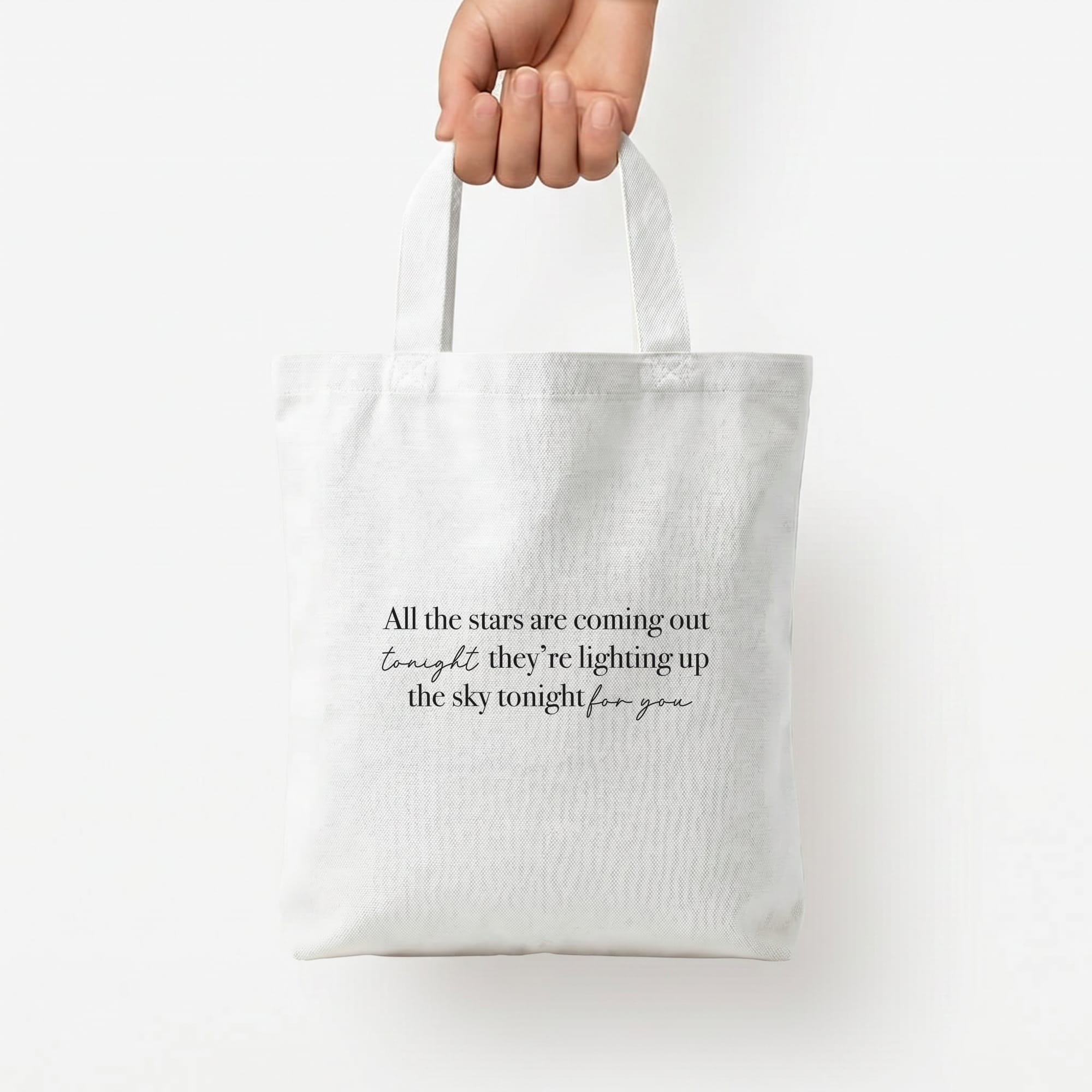 Lighting Up The Sky Tonight Tote Bag — White / Small