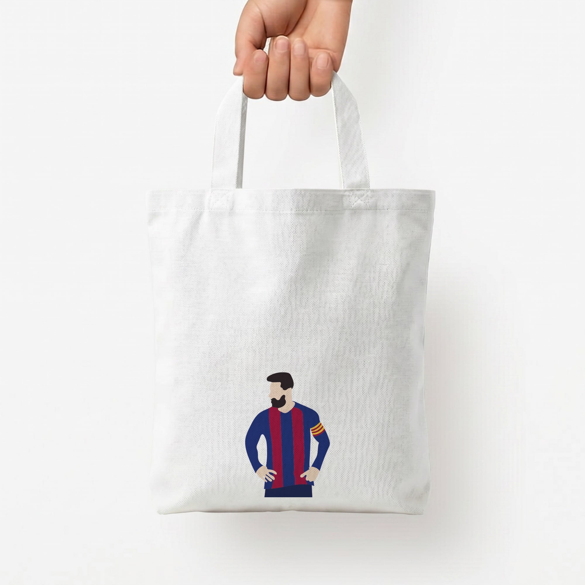 Messi Barca Tote Bag — White / Small